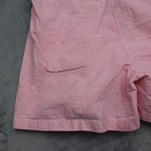 Puma Shorts Womens Pink White Striped High Rise Pocket Button Zip Pleated Chino - Picture 10 of 12